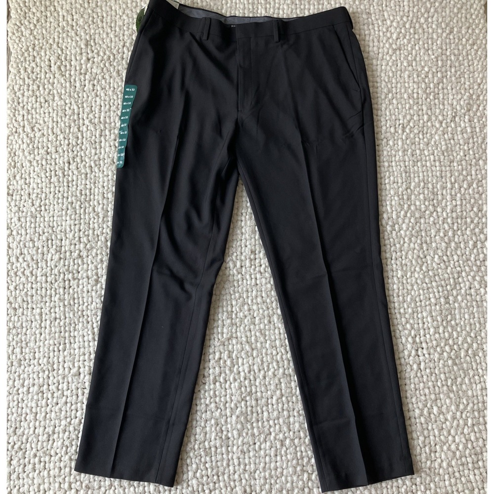 NWT Haggar Performance Comfort Stretch Dress Pant Straight Fit 40x32 Black